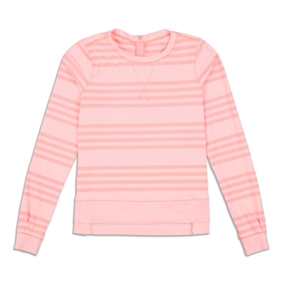 Lululemon Run: Warm Up Crew Ocean Stripe Bleached Coral / Pop Orange Sz 4 - Picture 2 of 9
